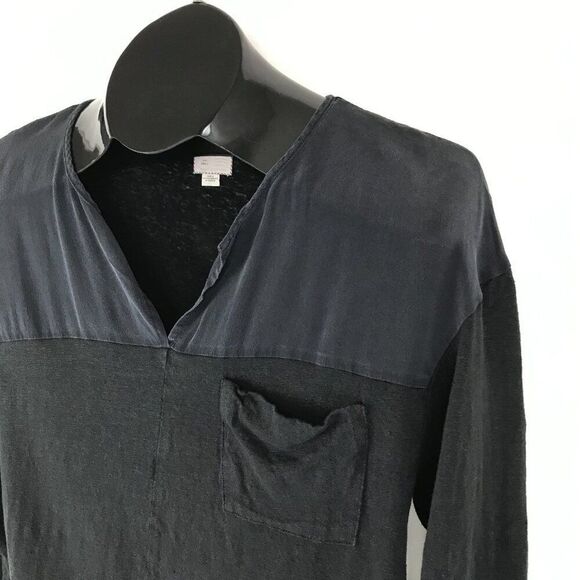 Anthropologie Postmark Linen Silk Pocket Tee Women's Size Small Black 9-H15 STCL - Picture 3 of 10